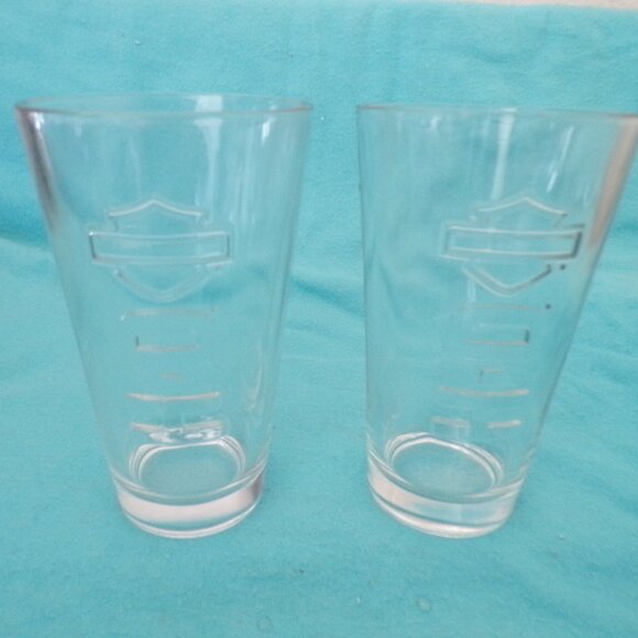 Harley-Davidson Glass Tumbler H-D Embossed Pint Drinking Glass Barware - Picture 1 of 2